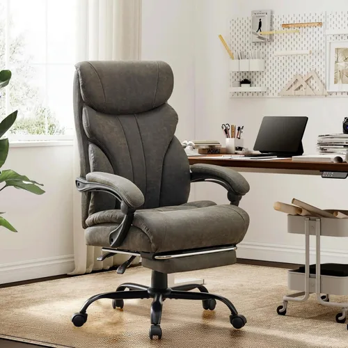 Miniatura 8 de Cómoda silla de escritorio de oficina de 500 libras, sillas de oficina grandes y altas con reposabrazos abatibles ajustables, silla