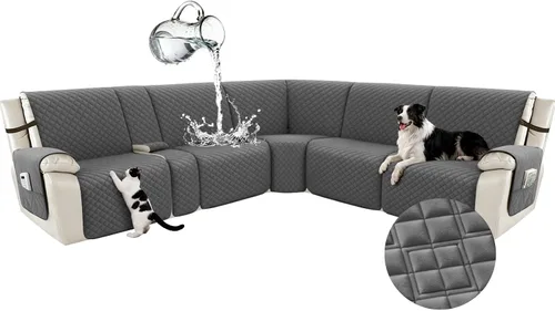 Miniatura 91 de Arfntevss Fundas para sofá seccional reclinable para sofá seccional en forma de L, funda antideslizante lavable para sofá reclinable con forma de L