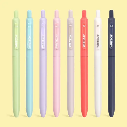Miniatura 7 de WRITECH Bolígrafos de gel de punta fina: tinta multicolor retráctil de 0.5mm, 8 unidades, clic silencioso, sin manchas, escritura extra suave, punta