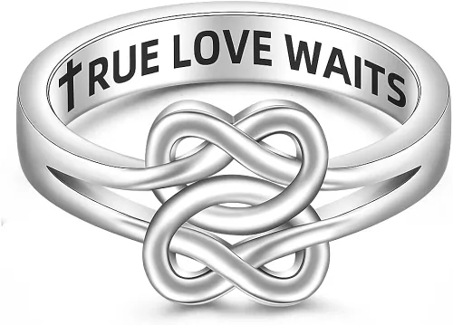 Miniatura 2 de Jewlikee Anillo de pureza de amor verdadero espera, anillo celta de nudo de amor para mujer, celibato, compromiso celta, plata de ley, Plata