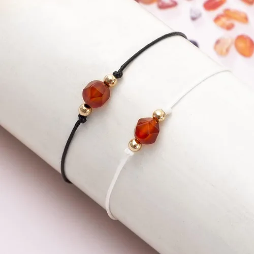 Miniatura 2 de Pulsera de cornalina cruda, pulsera ajustable, cristal, pulsera ajustable de oro