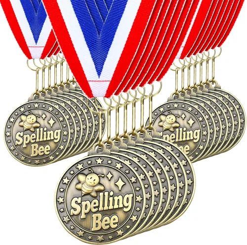 Miniatura 25 de Quelay 30 piezas Medallas de premio de 2" al por mayor, medallas ganadoras de oro con cintas para el cuello, medallas de trofeo de metal, premio