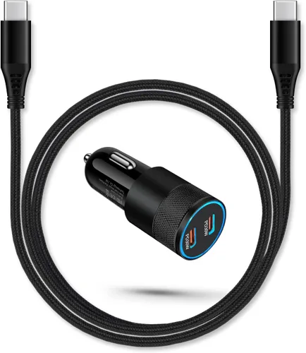 Cargador de coche USB C súper rápido para iPhone 17 16e 16 15 Pro Max, adaptador de encendedor de coche Pd C a C, cable de carga rápida, cables tipo