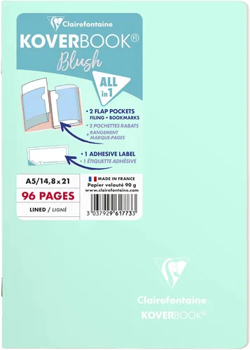 Miniatura 18 de Clairefontaine - Ref 961778C - Cuaderno con grapas Koverbook Blush (48 hojas) - Tamaño A5, regla rayada, papel de vitela cepillado de 3.17 oz/m²