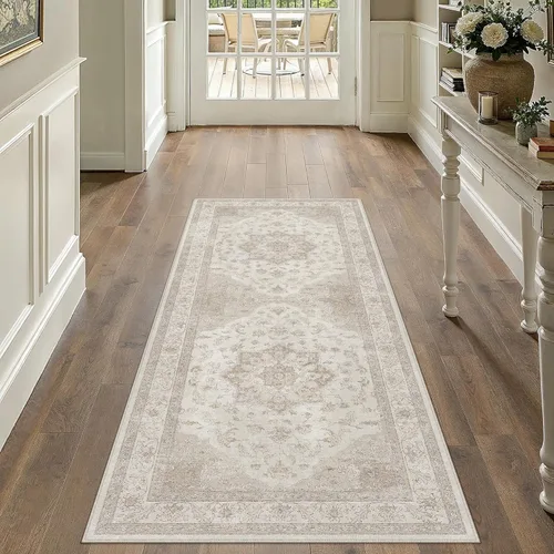 Miniatura 18 de PureCozy - Alfombra de área beige de 8 x 10, lavable, vintage, alfombra para sala de estar, dormitorio, gran alfombra suave retro de pelo bajo