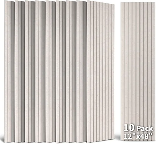 Art3dwallpanels Paquete de 10 paneles acústicos, paneles de pared insonorizados de 48 x 12 x 0.35 pulgadas, autoadhesivos de alta densidad que