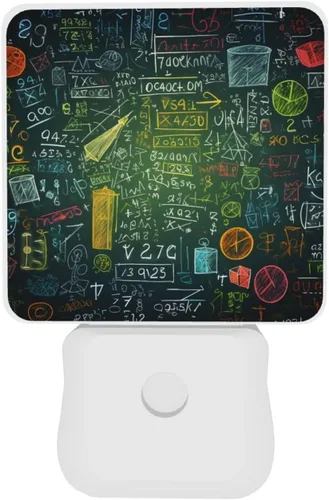 Miniatura 8 de Paquete de 2 luces LED de noche enchufables con preguntas matemáticas, luces nocturnas enchufables a la pared, lámpara de noche moderna con sensor