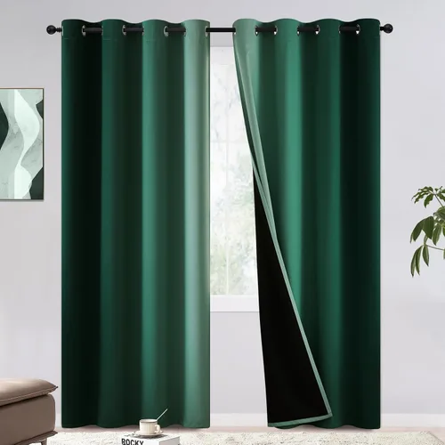 Miniatura 52 de COSVIYA - Cortinas 100% opacas y visillos con ombre, cortinas negras de 63 pulgadas de largo, 2 paneles, cortinas de oscurecimiento total