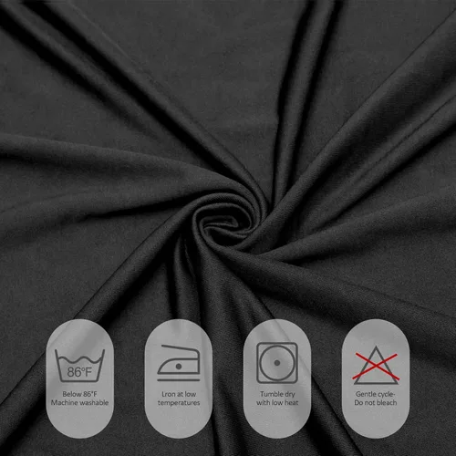 Miniatura 5 de Fixwal Paquete de 2 manteles de elastano negro para mesa rectangular de 4 pies, falda de mesa para fiesta, espectáculo, boda y cumpleaños