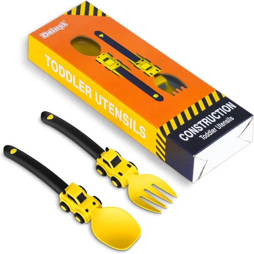 Miniatura 8 de Deinyi Utensilios de Construcción para Niños Pequeños - Tenedores y Cucharas para Niños Pequeños - Utensilios de Camiones de Construcción para Niños