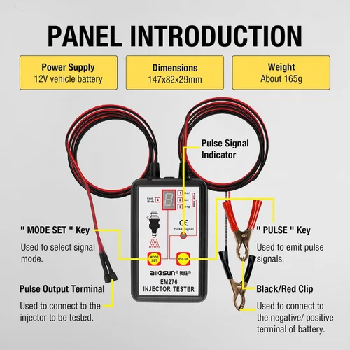 Miniatura 4 de All-sun comprobador para inyector de combustible, auto diagnóstico, 4 modos de pluse 12 V