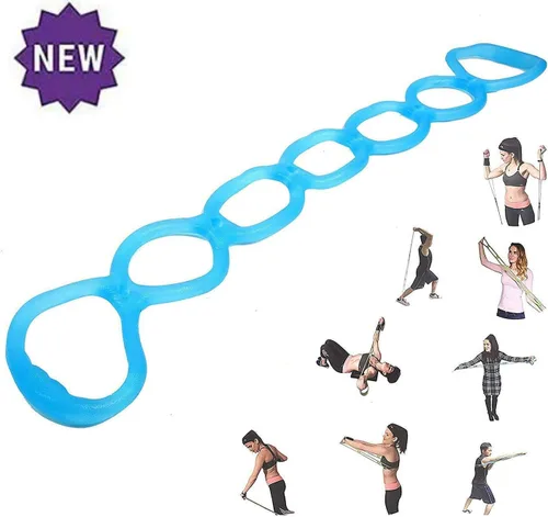 Miniatura 2 de Banda elástica de ejercicio de 7 anillos, banda de resistencia elástica de silicona portátil, bandas flexibles para pilates, correa de estiramiento