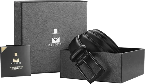 Miniatura 5 de MILORDE Cinturón de vestir de cuero genuino para hombre, hecho a mano, 100% cuero de vaca, diseños clásicos y modernos para trabajo, negocios y uso