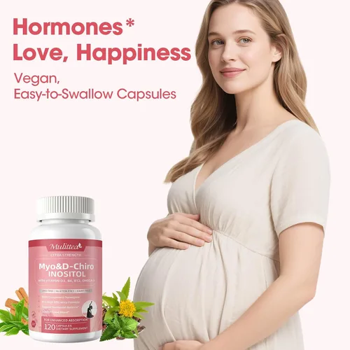 Miniatura 9 de Mulittea Suplemento de Myo-Inositol y D-Chiro para Mujeres - Inositol Liposomal 14-en-1 con Ácido Fólico, Omega-3 y Multivitaminas para Equilibrio
