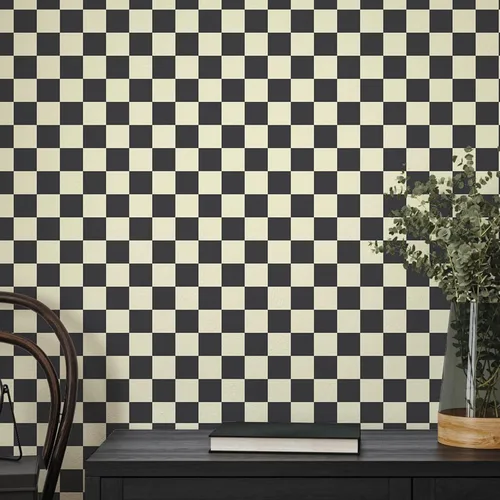 Miniatura 24 de Amiya Papel tapiz a cuadros para despegar y pegar, papel de contacto de mosaico blanco y negro, un juego de 17.3 x 480 pulgadas, moderno papel