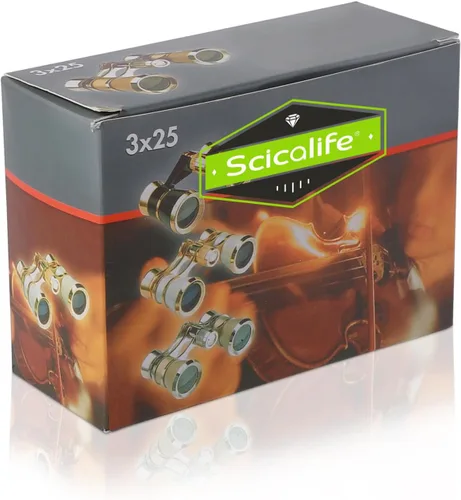 Miniatura 6 de Scicalife Binoculares compactos dorados de 3 x 25 pulgadas para adultos, gafas de teatro de bolsillo con cadena para ópera y conciertos, telescopio