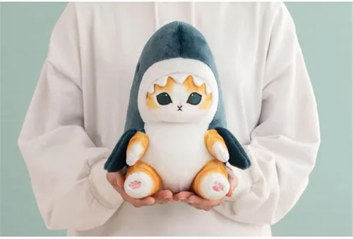 Miniatura 4 de Lindo juguete de peluche de gato de tiburón, muñeca de peluche de tiburón de 8 pulgadas, almohada de peluche suave Kawaii para niños y niñas, regalo