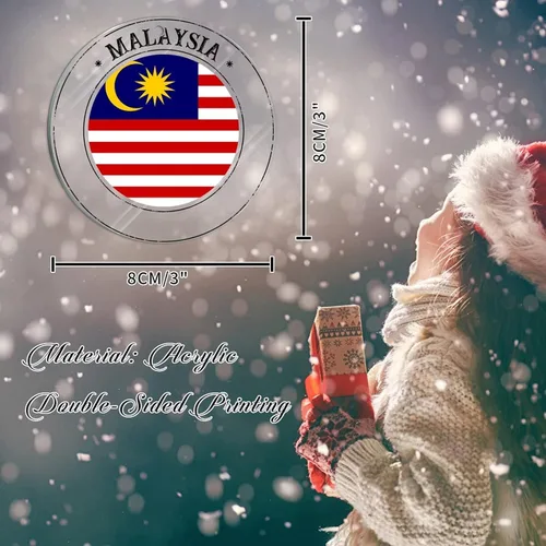 Miniatura 2 de Adornos de Navidad de Malasia, bandera de Malasia, adornos acrílicos, colgante para árbol de Navidad, bandera nacional, recuerdo del país