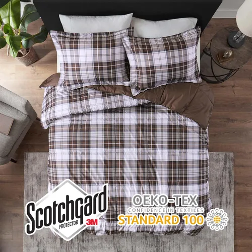 Miniatura 3 de Madison Park Essentials - Edredón a cuadros Parkston, funda a juego, funda 3M Scotchguard antimanchas, hipoalergénico, juego de ropa de cama