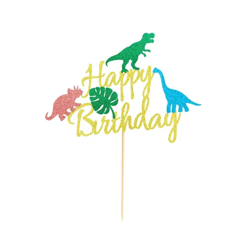 Miniatura 2 de Decoración de pastel de dinosaurio con hojas Dinsaurs para pastel de cumpleaños con temática de dinosaurios, baby shower, niños, fiesta de Hb Dino