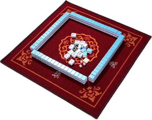 Miniatura 7 de Mose Cafolo Set de Juego de Mahjong Chino 1.5" X-Grande 144 Fichas de Melamina Blanca Azul Numeradas con Estuche de Viaje Portátil, Completo Majong