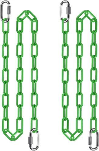 Miniatura 10 de 2 cadenas de columpio de 100 pulgadas con mosquetones, capacidad de 1000 libras, cadenas colgantes recubiertas resistentes, cadenas colgantes