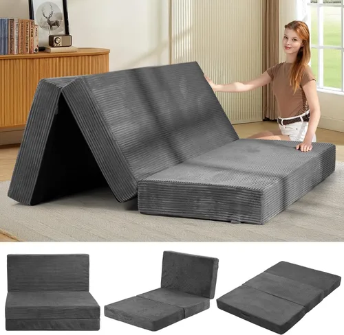 Miniatura 11 de Colchón de tres pliegues de 6 pulgadas, tamaño individual, sofá cama plegable con funda extraíble lavable, colchón plegable de espuma de alta