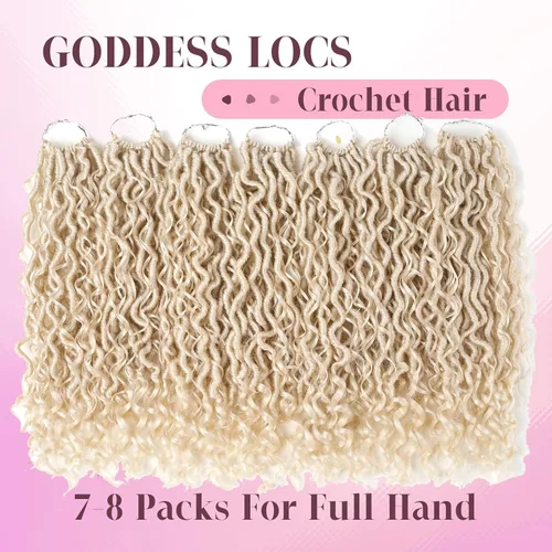 Miniatura 6 de Aipin Goddess Cabello de Ganchillo de 18 Pulgadas Boho River Locs Hippie Locs Ondulado de Ganchillo Con Cabello Rizado en el Medio y Extremos 613