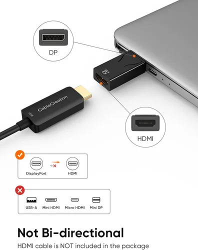 Miniatura 3 de CableCreation Adaptador activo DisplayPort a HDMI, adaptador DP a HDMI chapado en oro de 1080P (hombre a hembra) de 1.3 V, puerto de pantalla