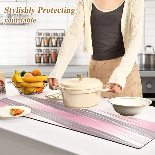 Miniatura 4 de Salvamanteles y caminos de mesa resistentes al calor de línea ondulada de oro rosa, almohadillas calientes antideslizantes e impermeables