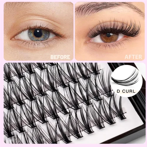 Miniatura 2 de Pestañas postizas individuales 20D de 0.315 a 0.787 pulgadas, grosor de 0.003 pulgadas, rizo D, natural, largas, de color negro, suaves, ligeras