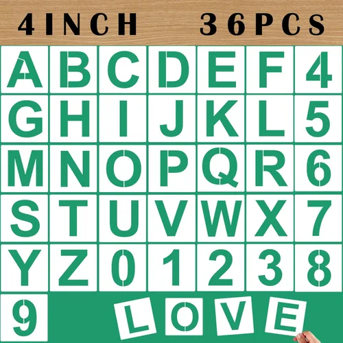 Miniatura 12 de 36 plantillas de letras de plástico reutilizables de 2.5 pulgadas, plantillas pequeñas del alfabeto y números para pintar sobre madera, pared, tela
