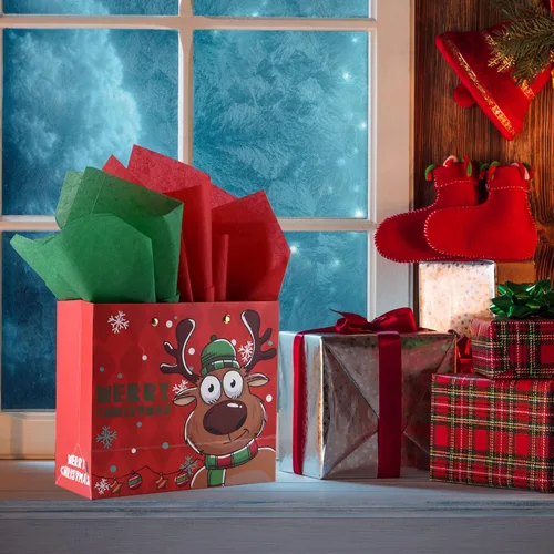 Miniatura 7 de MIAHART 60 hojas de papel de seda navideño a granel 50x35cm, papel de regalo rojo y verde para DIY y bolsas de regalo para manualidades y decoración