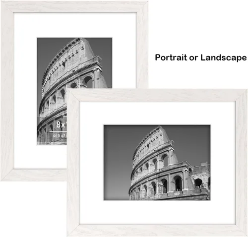 Miniatura 3 de Marcos de fotos de 8 x 10 pulgadas o 5 x 7 pulgadas con paspartú, estante de mesa o montaje en pared vertical u horizontalmente, tapete de vidrio