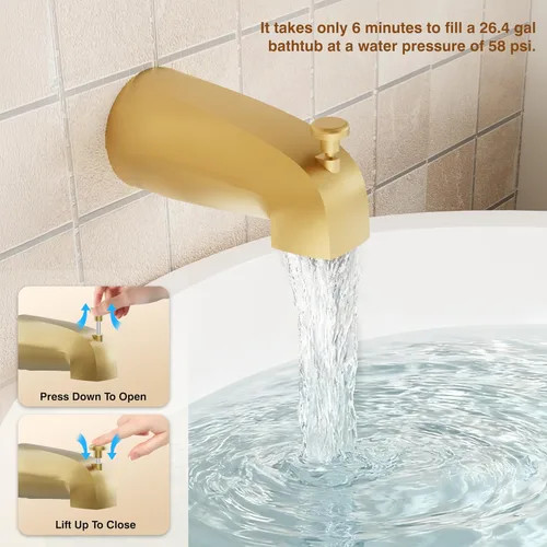 Miniatura 4 de Grifo de ducha de bañera, juego de grifo de ducha dorado con cabezal de ducha de lluvia de metal de 6 pulgadas y boquilla de bañera, kit de ducha