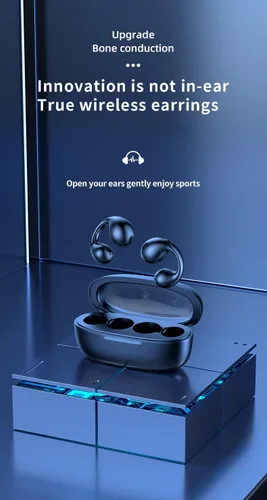 Miniatura 6 de Auriculares Bluetooth con clip de oreja abierto, Bluetooth 5.3, micrófono integrado, 36 horas de reproducción, conducción ósea, auriculares