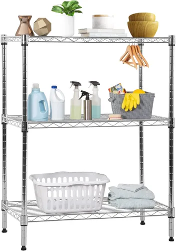 Miniatura 9 de Estantería ajustable de 4 niveles con capacidad de 1000 libras, estantes de almacenamiento de metal resistentes para baño, cocina, despensa, estante