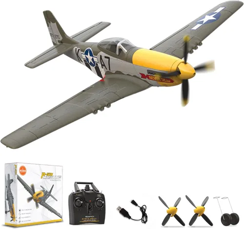 Miniatura 8 de LEAMBE Avión RC de 4 Canales con Control Remoto con 3 Modos - Avión RC P51 Listo para Volar Mejorado para Principiantes Adultos con Sistema
