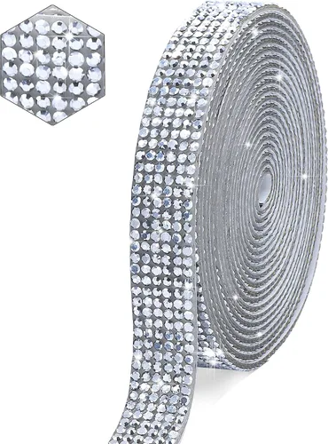 Miniatura 17 de Tiras negras autoadhesivas con diamantes de imitación y cristal, cinta de brillo con diamantes de 2 mm para manualidades artísticas, boda, Navidad