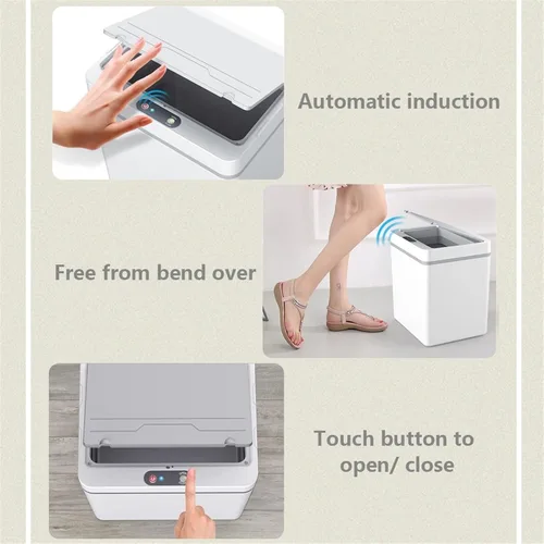 Miniatura 3 de TOMYEUS Cubo de basura automático con sensor de movimiento, cubo de basura eléctrico inteligente, cubo de basura para el hogar, cubo de basura