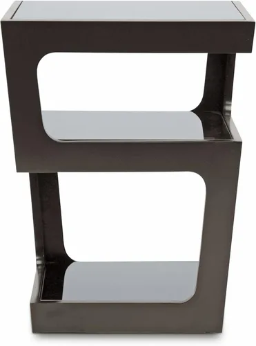 Miniatura 3 de Baxton Studio Clara - Mesa auxiliar moderna con estantes de vidrio de 3 niveles, color negro