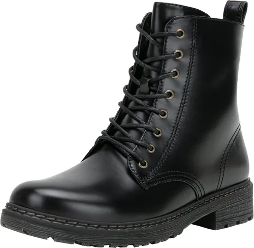 Miniatura 14 de Vepose - Botas de combate para mujer con puntera corta, cordones clásicos, tacón bajo, cremallera 9623
