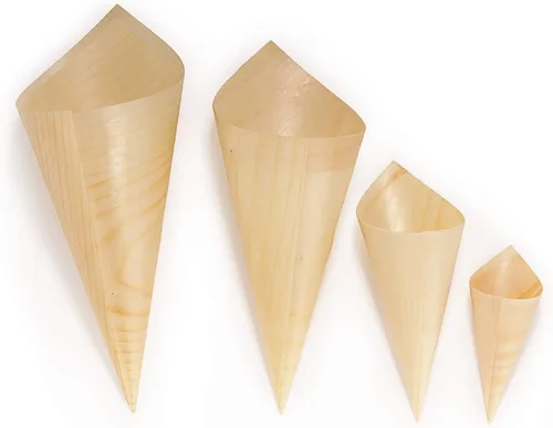 Miniatura 7 de BambooMN - Conos de madera desechables para alimentos y aperitivos - 3.1" x 1.5" - 100 piezas
