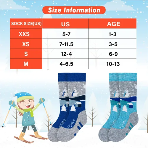 Miniatura 4 de Hylaea - Calcetines de lana merino para niños, calcetines térmicos cálidos hasta la rodilla, para esquí, patinaje, snowboard, para niños y niñas