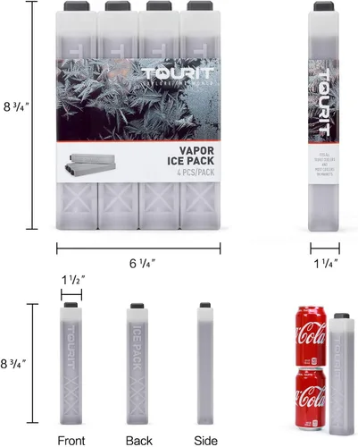 Miniatura 2 de TOURIT - Bolsas de hielo para enfriadores reutilizables de larga duración para bolsas de almuerzo/cajas, mochila refrigeradora