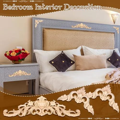 Miniatura 4 de Onlays y apliques decorativos de madera para muebles - Apliques de moldura tallada DIY para cama, puerta, gabinete, armario - 15.7 x 4.3 pulgadas