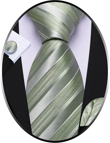Miniatura 346 de Barry.Wang Juego de corbatas para hombre, corbata de seda a rayas, tejido a cuadros, gemelos formales, negocios, boda