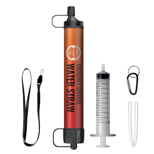 Miniatura 8 de Paquete de 5 filtros de agua con pajilla, kit de equipo de supervivencia para campamento y senderismo al aire libre, para uso familiar, popotes de 5