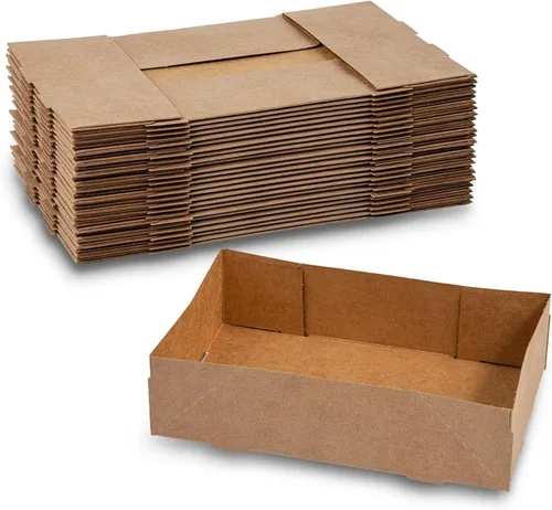 Miniatura 8 de MT Products Bandejas Kraft para estadio de 10.5 x 10.5 x 3 pulgadas, bandejas grandes de 4 esquinas para alimentos (paquete de 20), fabricadas
