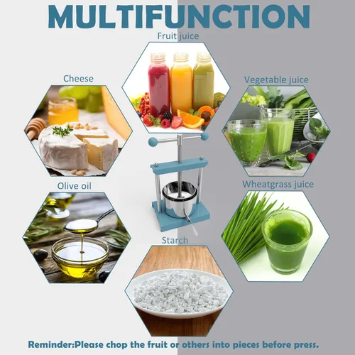 Miniatura 4 de SQUEEZE master Prensa Manual de Tintura de Queso Hierbas Frutas Vino -1.6 Galones/ 6 Litros-Mango de Bola de Potencia-Acero Inoxidable y Hierro